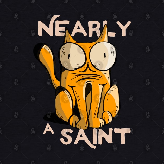 Nearly a Saint cute funny cat doodle illustration by SpaceWiz95